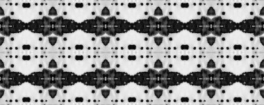 Ikat Yatay Doku. Siyah ve Beyaz Geometrik Etnik Şekilsiz Sulu Boyalı El Çizim Batik. Psikedelik Halk Arkaplanı. Allover Etnik Mayo Tasarımı Eğlenceli Simetrik Sınır Uyumu.