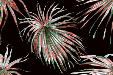 Etnik Aloha İlişkisi. Egzotik Bikini Özgeçmişi. Palmiye yapraklarının eğlenceli dokusu. Tropikal Kusursuz Desen. Kahverengi ve Bej Suluboya Yatay Tropik Tasarım. Palm Geometric Mayo Kalıbı.