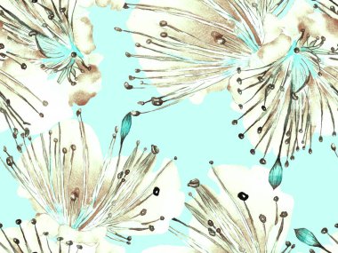 Cesur Çiçek Tasarımı. Yeşil ve Kırmızı Arkaplanda Büyük Tropikal Kusursuz Parmak izi. Büyük Tropik Bahar Suluboya Granadilla Sonsuz Arkaplan. Sanatsal Kalın Çiçek Tasarımı.