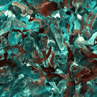 Suluboya egzotik, pürüzsüz desen. Renkli bir arka plan. Doğuya özgü suluboya tasarımı. Pachwork dokusu. Çiçekli Coachella pürüzsüz desen. Sıkıntılı soyut sanat eserleri.