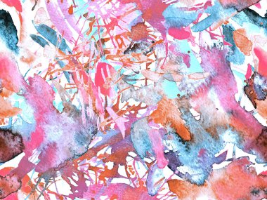 Tehlike izi yok. Mavi suluboya fırça darbesi grunge fayans. Suluboya boya boya tasarımı. Kademeli mürekkep lekeleri. Çamur tabakası. Sıvı damlayan fırça sonsuz iz. 