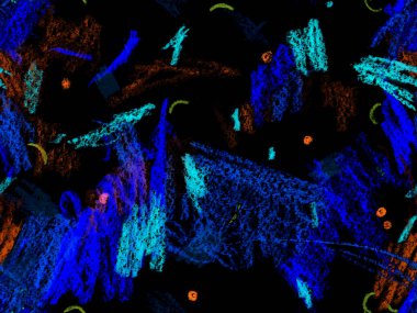 Modern Doodle Header. Şirin Büyük Moda Geometrik Mavide Kusursuz Desen Yatay Şablon İndigo Arkaplanı. Büyük Olağandışı Asgari Parmak izi. Pastel Doodle Başlığı.