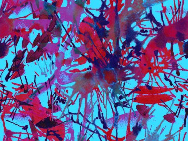 Tehlike izi yok. Kırmızı suluboya fırça darbesi grunge tasarımı. Suluboya kaotik sıçrama boya tasarımı. Elle çizilmiş mürekkep lekeleri. Toprak sıçrama deseni. Sıvı damlayan fırça sonsuz iz. 