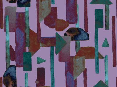 Bauhaus Kusursuz Düzen. Suluboya Geometrik Mor Çizgiler Tasarımı. Sanat Organik Geo Arkaplanı. Büyük Çağdaş Küçük Yazdırma. Moda Eğlencesi Soyut Boyası Suluboya Renk Çizgileri.