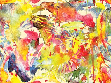 Tehlike izi yok. Sarı suluboya fırça darbesi grunge tasarımı. Suluboya boya boya tasarımı. Kademeli mürekkep lekeleri. Çamur tabakası. Sıvı damlayan fırça sonsuz iz.