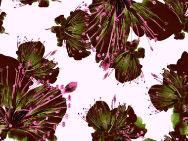 Kalın Çiçek deseni. Yeşil Arkaplanda Büyük Tropikal Kusursuz Parmak izi. Geniş Egzotik Bahar Maracuja Sonsuz Arkaplanı. Kalın Çiçek Tasarımı.