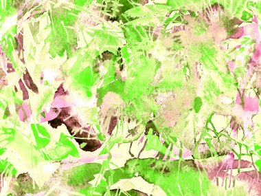 Sıvı, pürüzsüz desen. Yeşil suluboya fırça darbesi grunge tasarımı. Suluboya kaotik sıçrama boya tasarımı. Elle çizilmiş mürekkep lekeleri. Toprak sıçrama deseni. Sıvı damlayan fırça sonsuz iz. 