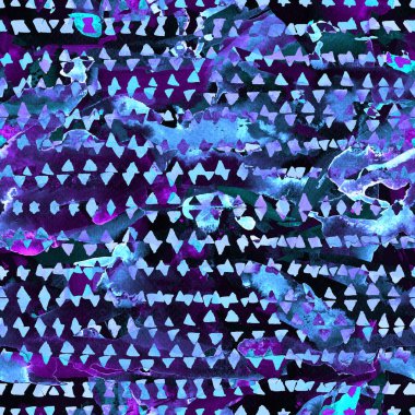 Üçgen desen. İndigo ve beyaz geometri arka planı. Yarım ton hister dokusu. Geometrik grafik tasarım. El çizimi mürekkep izi. Tek renkli üçgen, dikişsiz desen. Eski baskı.