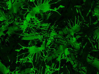 Püskürme izi yok. Yeşil suluboya fırça darbesi grunge tasarımı. Suluboya soyut sıçrama boyası tasarımı. Elle çizilmiş mürekkep lekeleri. Toprak sıçrama deseni. Sıvı damlayan fırça sonsuz iz.