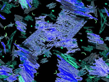 Etnik El Çekim Başlığı. Şirin Büyük Sanatsal Geometrik Mavinin Kusursuz Şablonu, Yatay Şablon için Indigo Arkaplanı. Büyük Moda Asgari Baskı. Geometrik El Çizim Başlığı.