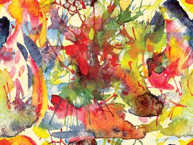 Sıvı, pürüzsüz desen. Kırmızı suluboya fırça darbesi grunge tasarımı. Suluboya soyut sıçrama boyası tasarımı. Kademeli mürekkep lekeleri. Çamur tabakası. Sıvı damlayan fırça sonsuz iz. 