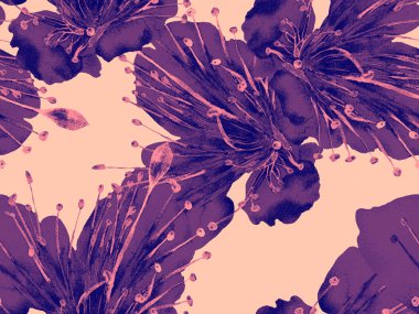 Kalın Çiçekler. Kızıl Arkaplanda Büyük Orman Kusursuz Parmak İzi. Büyük Tropikal Bahar Kova Tutkusu Arkaplanı. Soyut Kalın Çiçek Yazdırma. 