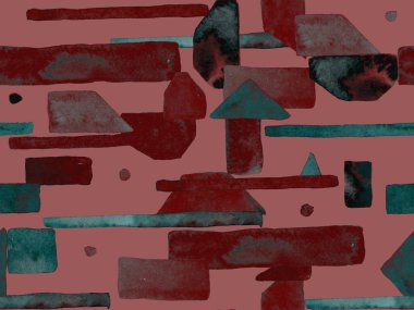 Bauhaus Kusursuz Düzen. Suluboya Geometrik Kırmızı Pembe Çizgiler Tasarımı. Sanat Organik Geo Arkaplanı. Büyük Olağandışı Asgari Parmak izi. Moda Eğlencesi Soyut Boyası Suluboya Renk Çizgileri.