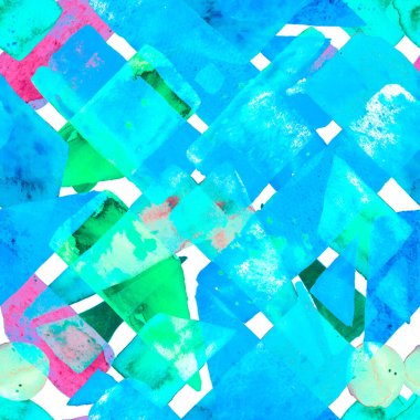 Bauhaus Kusursuz Düzen. Eğlenceli Geometri. Freehand Suluboya Hatları. 70 'lerin Renkli Kübizm İllüstrasyonu. Mavi İndigo ve Tidewater Yeşil Organik Arkaplan. Suluboya Moda Sanatı. Afrika Jeo Fırça Vuruşu.