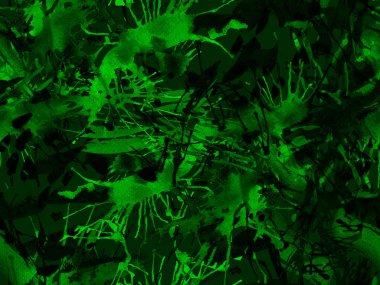 Tehlike izi yok. Yeşil suluboya fırça darbesi grunge tasarımı. Suluboya soyut sıçrama boyası tasarımı. Elle çizilmiş mürekkep lekeleri. Toprak sıçrama deseni. Sıvı damlayan fırça sonsuz iz. 