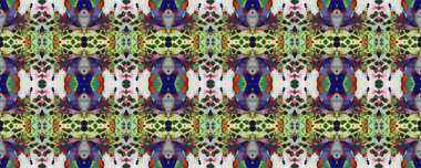 Boyalı fırça Aztek arka planı. Suluboya Etnik Tasarım. Mavi, Kırmızı, Yeşil Pastel Eğlenceli Dikdörtgen İkat İlişkisi. Etnik Kusursuz Düzen. Kilim Rastgele Halı dokusu. Sembol Geometrik Mayo Şablonu. 