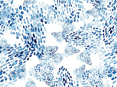 Mavi leopar desensiz Indigo deniz mavisi. Suluboya El Çita Yazısı. Vahşi Cilt Egzotik Doku. Geometrik Kürk arka planı. Leopar ve Jaguar Deri. Suluboya El Boyalı Cilt Deseni.