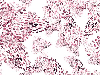 Kırmızı ve Pembe Hayvani Şablon. Suluboya el izi. Afrika egzotik kamuflajı. Geometrik suluboya arka plan. Vahşi hayvan kürkü dokusu. Suluboya El Boyalı Cilt Deseni.