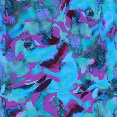 Fırça darbeleri. Mavi Pembe Suluboya geometri baskısı. Pastel boyalı suluboya arka plan. El çizimi soyut sanat çizgisi. Tekrar eden mayo desenli. Fırça darbesi modern baskı.