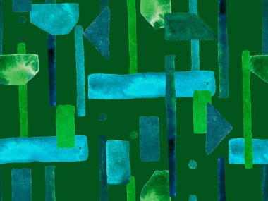 Bauhaus Kusursuz Düzen. Suluboya Geometrik Yeşil Teal Çizgileri Tasarımı. Sanat Organik Geo Arkaplanı. Büyük Olağandışı Asgari Parmak izi. Moda Eğlencesi Soyut Boyası Suluboya Renk Çizgileri.