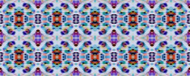 Suluboya shibori dokusu. Boya desenli. El çizimi Shibori baskısı. İndigo ve beyaz geometrik süs. Kusursuz kravat izi. Mavi ve kırmızı arkaplan. Batik fayans. Boho tarzı süs.