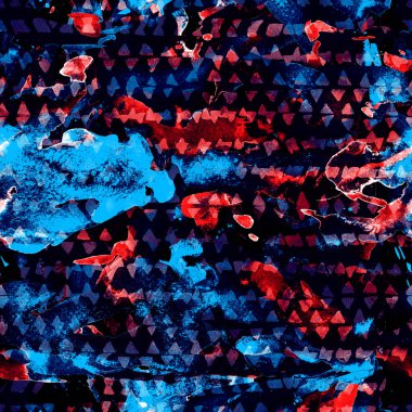 Üçgen desen. Pembe ve mavi geometri arka planı. Yarım ton hister dokusu. Geometrik grafik tasarım. El çizimi Shibori baskısı. Asgari üçgen kusursuz desen. Yazdırma baskısı.