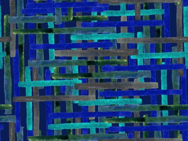 Bauhaus Kusursuz Düzen. Suluboya Geometrik İndigo, Mavi Çizgiler Tasarımı. Sanat Organik Geo Arkaplanı. Büyük Moda Asgari Baskısı. Moda Eğlencesi Soyut Boyası Suluboya Renk Çizgileri.