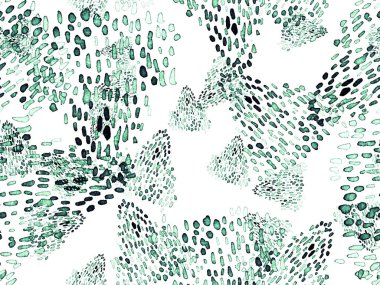 Yeşil ve Turkuaz Hayvansal Örnekler. Suluboya el izi. Afrika egzotik kamuflajı. Geometrik suluboya arka plan. Vahşi hayvan kürkü dokusu. Suluboya El Boyalı Cilt Deseni.