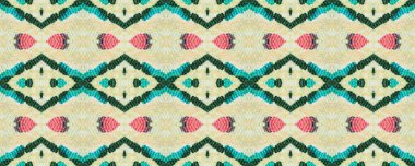 Sembol geometrik mayo deseni. Boyalı fırça Aztek arka planı. Kilim Rastgele Halı dokusu. Suluboya Etnik Tasarım. Beyaz, Teal ve Kırmızı Dikdörtgen İkat Uyumluluğu. Etnik Kusursuz Desen.