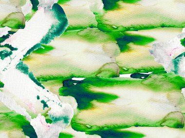 Psikedelik Kâğıt. Yeşil ve Kırmızı Vintage Doku Çizimi. Geometrik Suluboya Kumaş Tasarımı. Sıvı, dikişsiz kiremit. Suluboya kusursuz desen. Soyut Doku Arkaplanı.