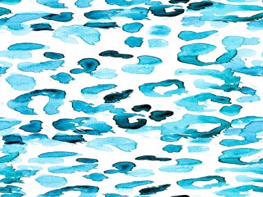 Mavi leopar desensiz Indigo deniz mavisi. Suluboya El Çita Yazısı. Vahşi Cilt Egzotik Doku. Geometrik Kürk arka planı. Leopar ve Jaguar Deri. Suluboya El Boyalı Cilt Deseni.