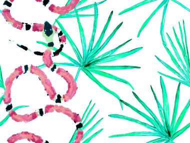 Yılan Derisi Parmak izi. Zehirli Ejder Taklidi. Aspid Pürüzsüz Düzen. Klasik Mavi ve Lush Lav Kırmızı Elapidae egzotik arka plan. Afrika Safari Deri ve Flora İllüstrasyon. El Çekimi Tropikal Desen.