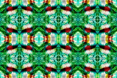 Boyalı fırça Aztek arka planı. Yeşil, Kırmızı, Gri Pastel Eğlenceli Dikdörtgen İkat İlişkisi. Etnik Kusursuz Düzen. Sembol geometrik mayo deseni. Kilim Rastgele Halı dokusu. Suluboya Etnik Tasarım. 