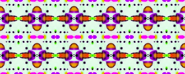 Geometric Ethnic Seamless Pattern Fun Symmetric Border Rapport. Purple Lavender Ikat Horizontal Texture. Watercolor Hand Drawn Batik. Psychedelic Folk Background. Allover Ethnic Swimwear Design