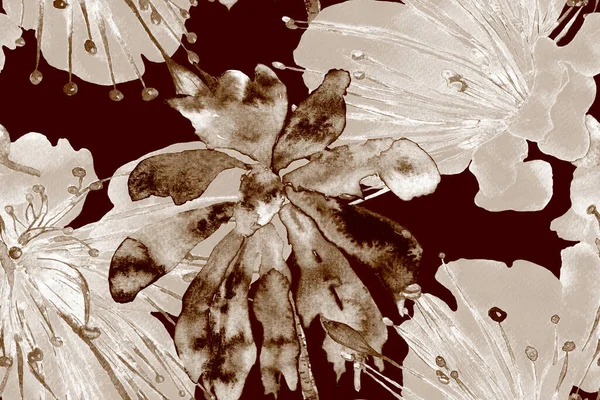 Palmiye yapraklarının eğlenceli dokusu. Tropikal Kusursuz Desen. Suluboya Yatay Tropik Tasarım. Palm Geometric Mayo desenli. Etnik Aloha İlişkisi. Egzotik Bikini Özgeçmişi. Kahverengi ve Bej