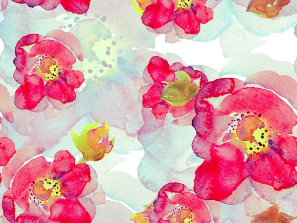 디자인을 하와이 아쿠아 프린팅 수채화 로지스 그리고 은씨없는 여름의 식물상의 — 스톡 사진