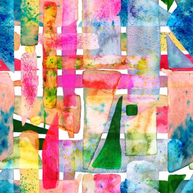 Organik arka plan. Freehand Suluboya Hatları. 70 'lerin Renkli Kübizm İllüstrasyonu. Suluboya Moda Sanatı. Afrika Geo Fırça darbesi. Mavi ve İndigo Bauhaus Kusursuz Şablon. Eğlence Geometrisi.