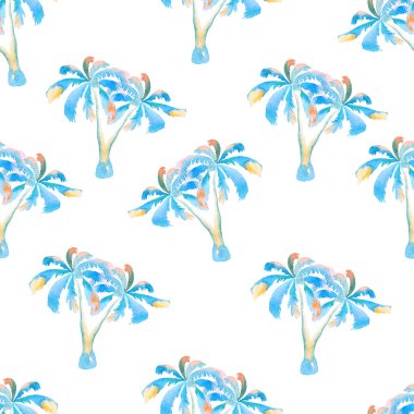 Palmiye ağaçları ve hindistan cevizleriyle tropik ve pürüzsüz desen.