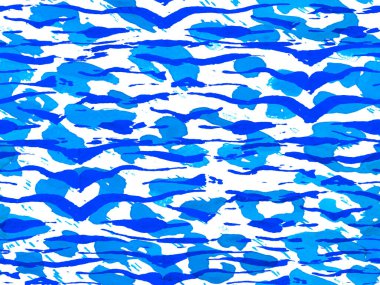 Afrika deseni. Çizgili, kusursuz desen. Zebra Deri İzi. Hayvan kamuflajı arka planı. Suluboya Kamuflaj Tasarımı. Soyut Safari fayansı. Klasik Mavi ve İndigo Geometrik Hayvan Dokuları.