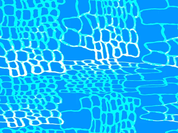 Crocodile Seamless Pattern. Africa Animal Leather Illustration. Classic Blue and Indigo Predator Animal Skin Print. Dragon Skin Imitation. Alligator Closeup Background. Hand Drawn Crocodile Pattern.