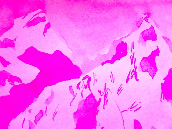 山地图解 日本水彩山的造型风格 有趣的喜马拉雅山 水彩画韩国印刷品 当代几何素描 亚洲远足落基背景 紫罗兰紫色 — 图库照片