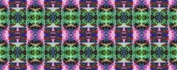 シェブロン幾何学水着パターン 緑のパステル ファンのレクタングルIkat Rapport 民族のシームレスなパターン 塗装ブラシ アステカ背景 水彩民族デザイン Kilim Rug — ストック写真