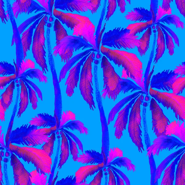 Palmiye ağaçları ve hindistan cevizleriyle tropik ve pürüzsüz desen.