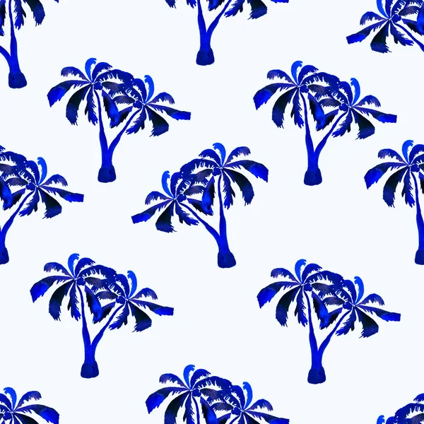 Tropical seamless pattern with palm trees and coconuts.