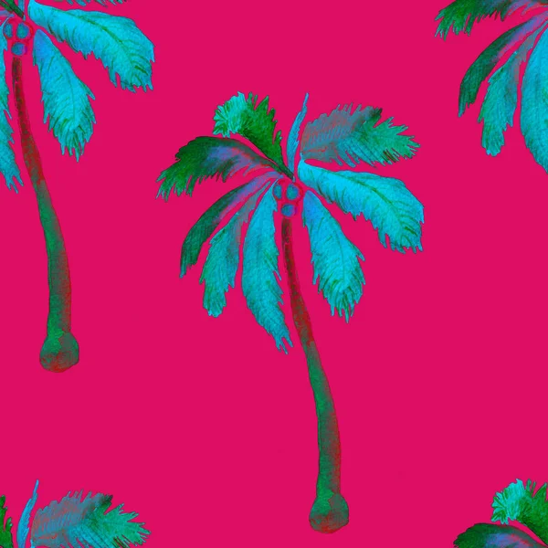 Palmiye Ağaçları Hindistan Cevizleriyle Tropik Pürüzsüz Desen — Stok fotoğraf