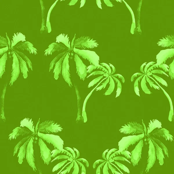 Tropical Seamless Pattern Palm Trees Coconuts — Stock Photo, Image