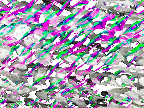 质子紫色水彩画迷彩设计 Safari Tile 几何动物纹理 斑马皮打印 动物伪装背景 非洲模式 条纹无缝图案 — 图库照片
