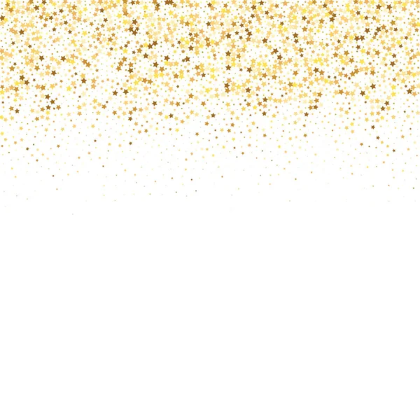 Star Sequin Confetti Witte Achtergrond Geïsoleerde Platte Verjaardagskaart Gouden Sterren — Stockvector