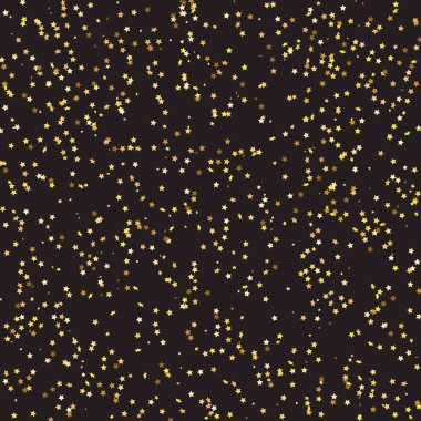Kara Arkaplan 'da Star Sequin Konfeti. İzole edilmiş bir doğum günü kartı. Golden Stars Banner 'da. Vektör Altın Parıltısı. Yere Düşen Parçacıklar. Noel Partisi Çerçevesi. Fiş Hediye Kartı Şablonu.