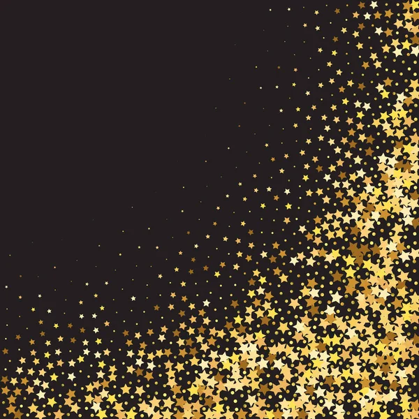 Star Sequin Confetti Zwarte Achtergrond Voucher Gift Card Sjabloon Kerstfeest — Stockvector